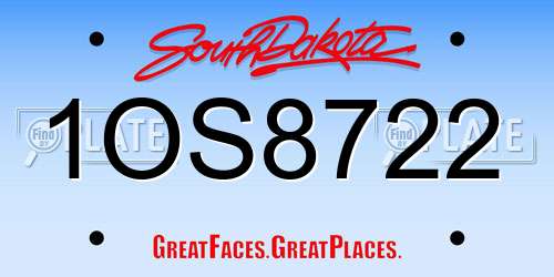 1OS8722 South Dakota License Plate