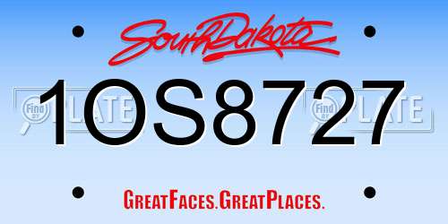 1OS8727 South Dakota License Plate
