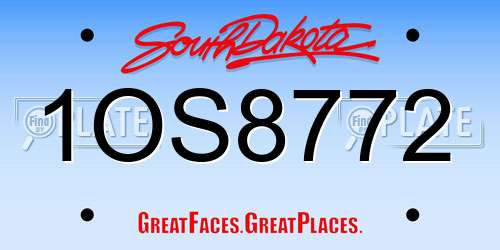 1OS8772 South Dakota License Plate