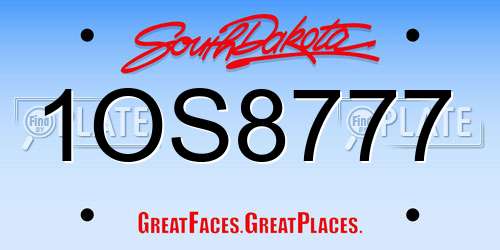 1OS8777 South Dakota License Plate