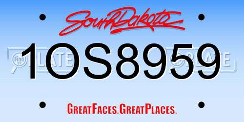 1OS8959 South Dakota License Plate
