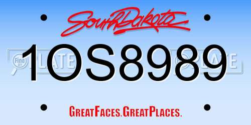 1OS8989 South Dakota License Plate