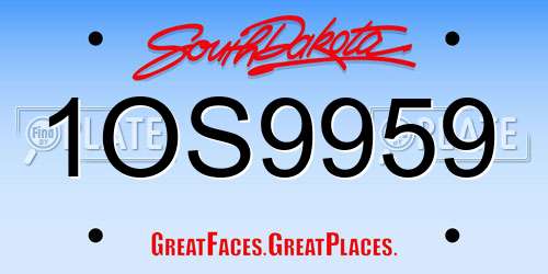 1OS9959 South Dakota License Plate