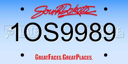 1OS9989 South Dakota License Plate