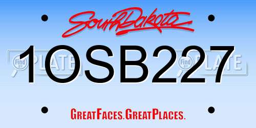 1OSB227 South Dakota License Plate
