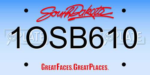 1OSB610 South Dakota License Plate