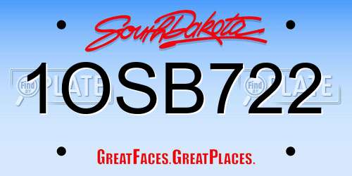 1OSB722 South Dakota License Plate