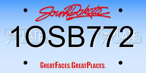 1OSB772 South Dakota License Plate