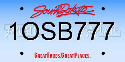 1OSB777 South Dakota License Plate