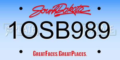 1OSB989 South Dakota License Plate