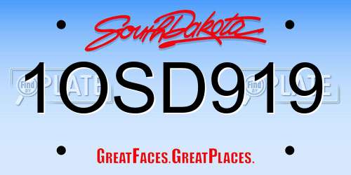 1OSD919 South Dakota License Plate