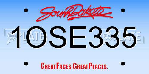 1OSE335 South Dakota License Plate