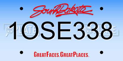 1OSE338 South Dakota License Plate