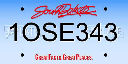 1OSE343 South Dakota License Plate