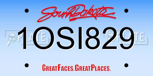 1OSI829 South Dakota License Plate