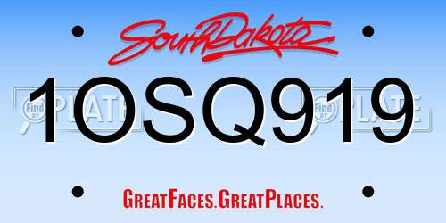 1OSQ919 South Dakota License Plate