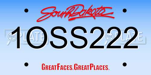 1OSS222 South Dakota License Plate