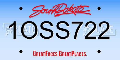 1OSS722 South Dakota License Plate