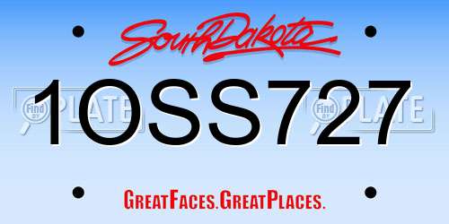 1OSS727 South Dakota License Plate