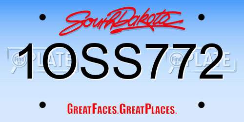 1OSS772 South Dakota License Plate
