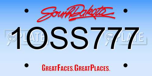 1OSS777 South Dakota License Plate