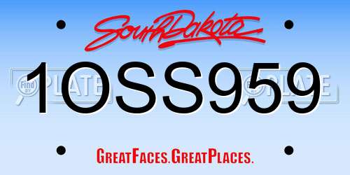 1OSS959 South Dakota License Plate