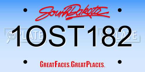 1OST182 South Dakota License Plate