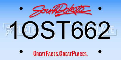 1OST662 South Dakota License Plate
