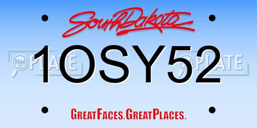1OSY52 South Dakota License Plate