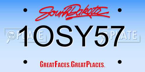 1OSY57 South Dakota License Plate