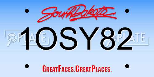 1OSY82 South Dakota License Plate