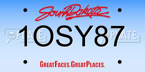 1OSY87 South Dakota License Plate
