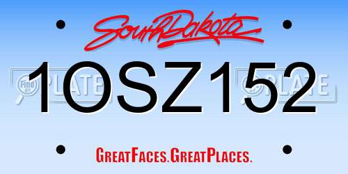 1OSZ152 South Dakota License Plate