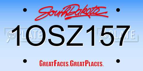 1OSZ157 South Dakota License Plate