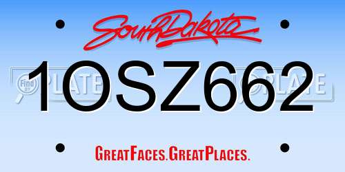 1OSZ662 South Dakota License Plate