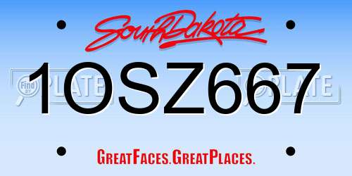 1OSZ667 South Dakota License Plate
