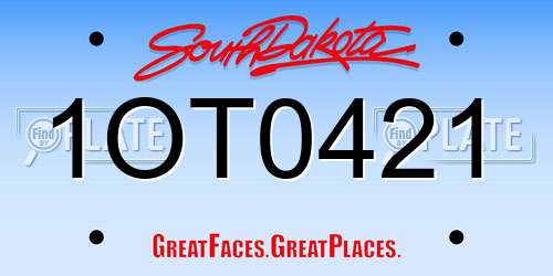 1OT0421 South Dakota License Plate