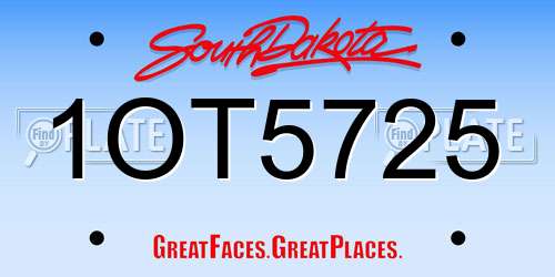 1OT5725 South Dakota License Plate