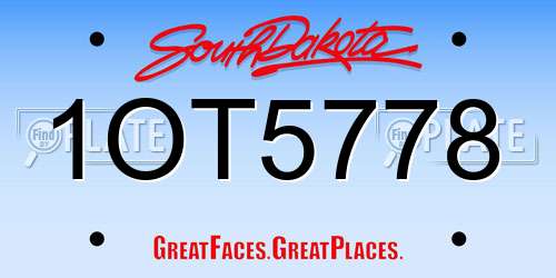 1OT5778 South Dakota License Plate