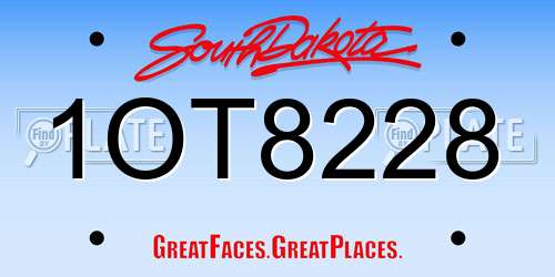 1OT8228 South Dakota License Plate