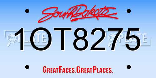 1OT8275 South Dakota License Plate