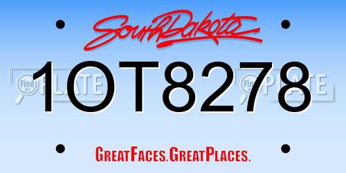 1OT8278 South Dakota License Plate