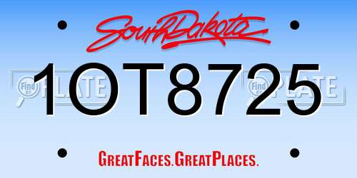1OT8725 South Dakota License Plate