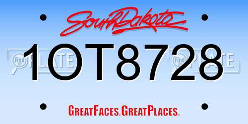 1OT8728 South Dakota License Plate