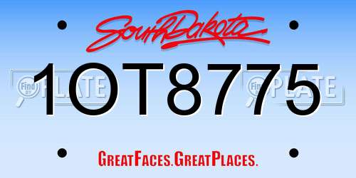 1OT8775 South Dakota License Plate