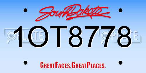 1OT8778 South Dakota License Plate