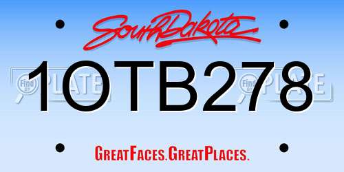 1OTB278 South Dakota License Plate