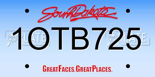 1OTB725 South Dakota License Plate