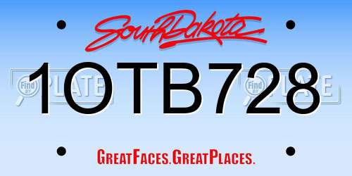 1OTB728 South Dakota License Plate
