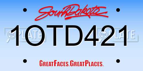 1OTD421 South Dakota License Plate